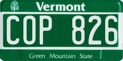 VT license plate COP826