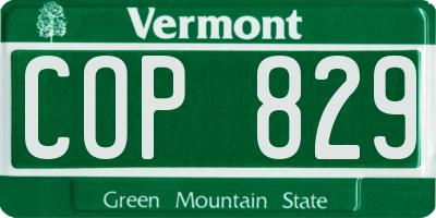 VT license plate COP829