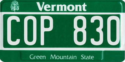 VT license plate COP830