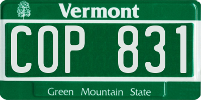 VT license plate COP831