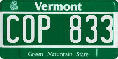 VT license plate COP833