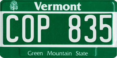 VT license plate COP835