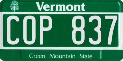 VT license plate COP837