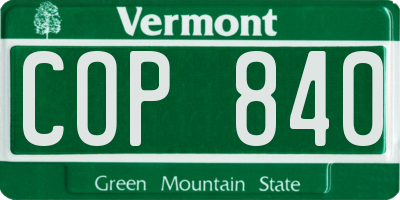 VT license plate COP840