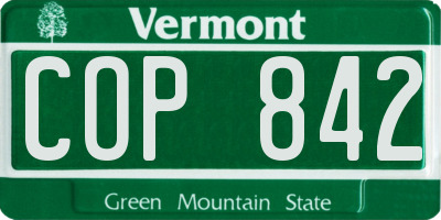 VT license plate COP842