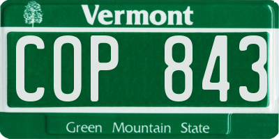 VT license plate COP843