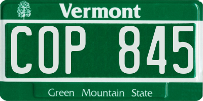 VT license plate COP845