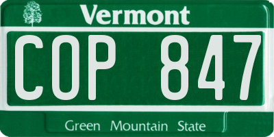VT license plate COP847