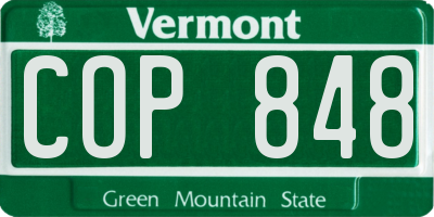 VT license plate COP848