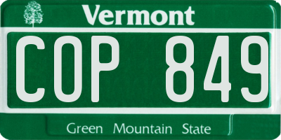 VT license plate COP849