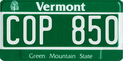 VT license plate COP850