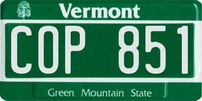 VT license plate COP851