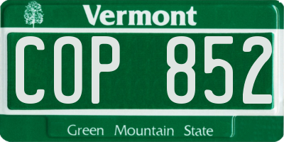 VT license plate COP852