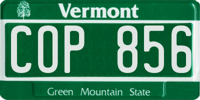 VT license plate COP856