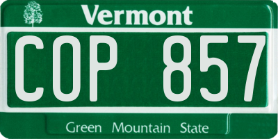 VT license plate COP857