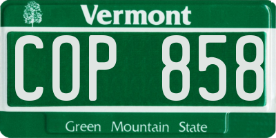 VT license plate COP858