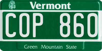 VT license plate COP860