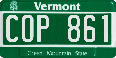 VT license plate COP861