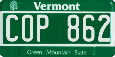 VT license plate COP862