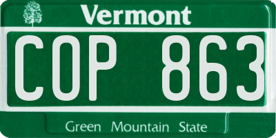 VT license plate COP863