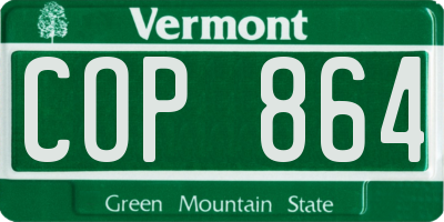 VT license plate COP864