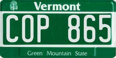 VT license plate COP865