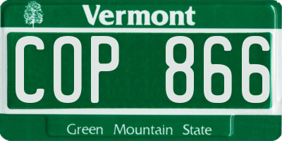 VT license plate COP866