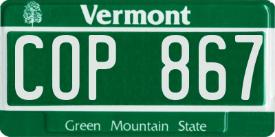 VT license plate COP867