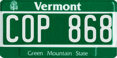 VT license plate COP868