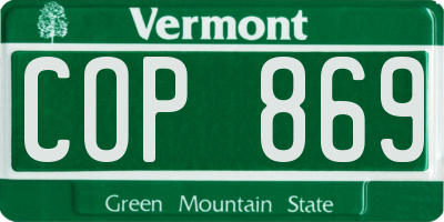 VT license plate COP869