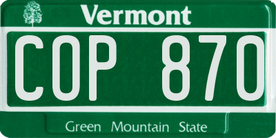 VT license plate COP870