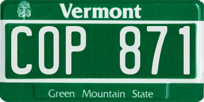 VT license plate COP871