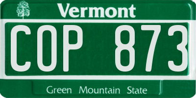 VT license plate COP873