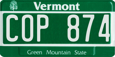 VT license plate COP874