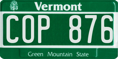 VT license plate COP876