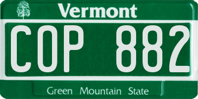 VT license plate COP882