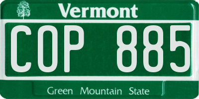 VT license plate COP885