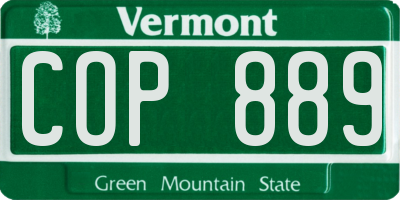 VT license plate COP889