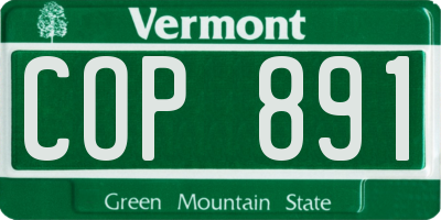 VT license plate COP891