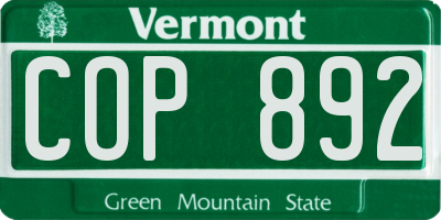 VT license plate COP892