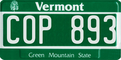 VT license plate COP893
