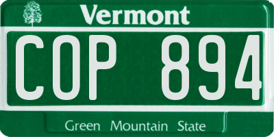 VT license plate COP894