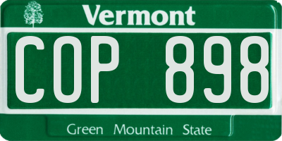 VT license plate COP898