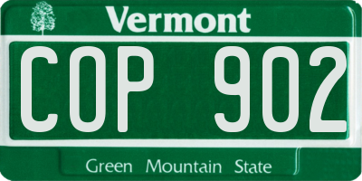 VT license plate COP902