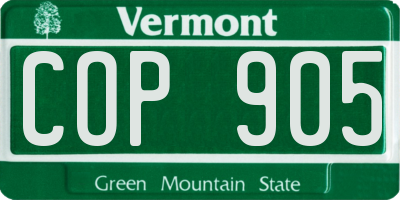 VT license plate COP905