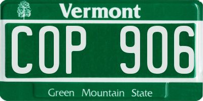 VT license plate COP906