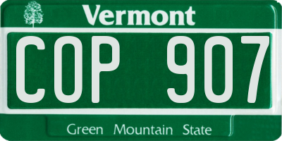 VT license plate COP907