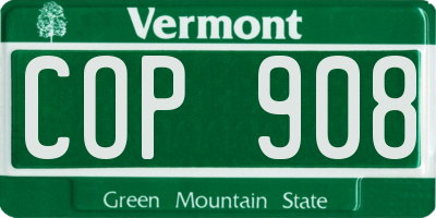 VT license plate COP908