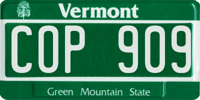 VT license plate COP909