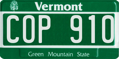 VT license plate COP910